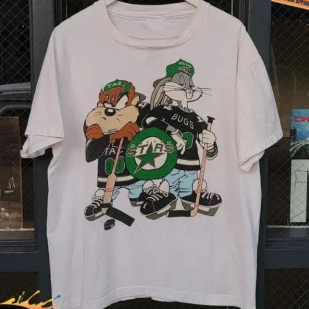 Vintage NHL Dallas Stars Looney Tunes T-Shirt, Dallas Stars Shirt, Ice Hockey Sh